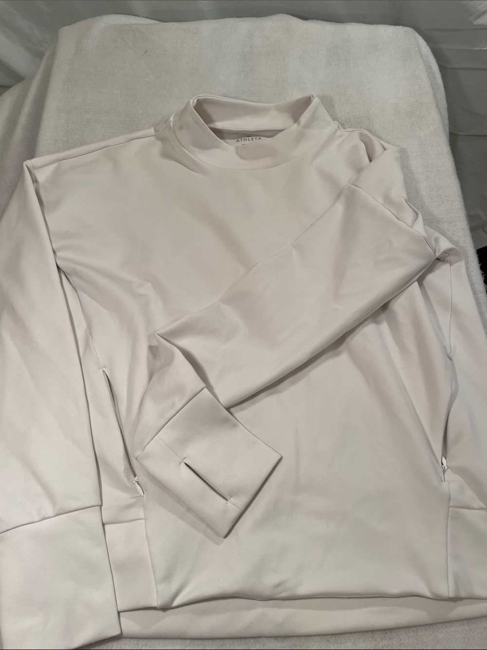 Athleta White Mock Neck Pullover Sweatshirt